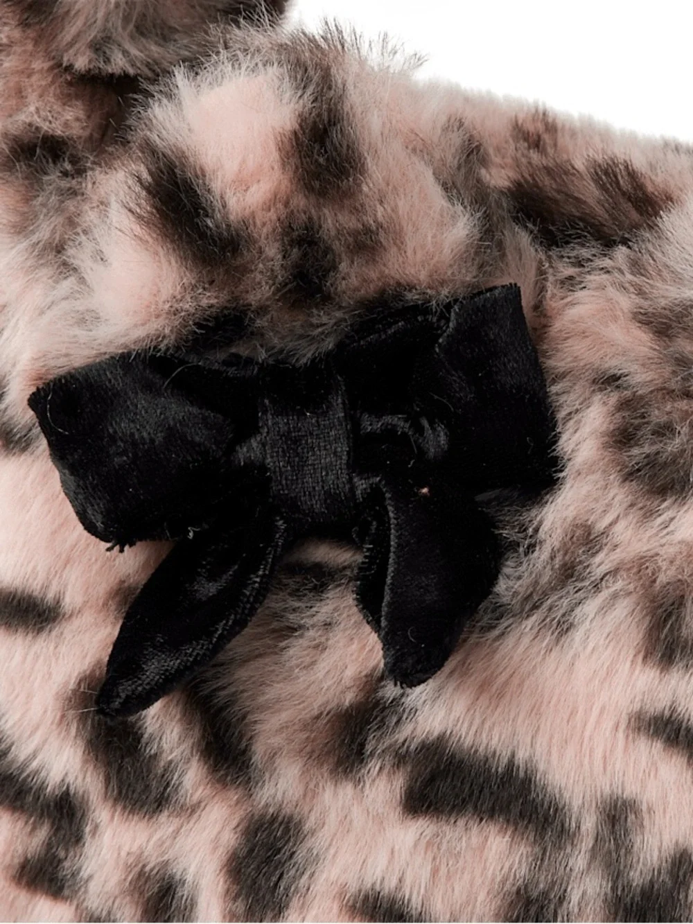 Gymboree Girls Faux Fur Leopard Print Purse Handbag Black Bow Bag
